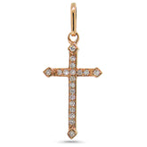 0.07ct 14k Rose Gold Diamond Cross Necklace
